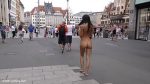 brunette babe kira nude in public